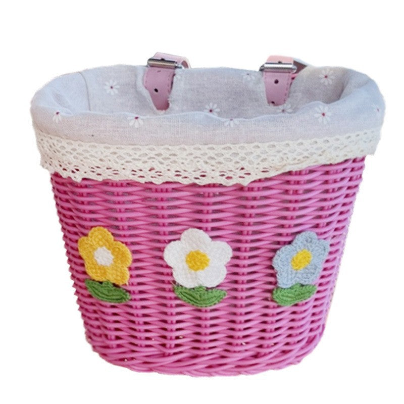 Floral Embroidered Woven Storage Basket Bowlift
