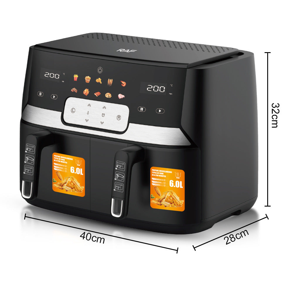 Dual Basket Air Fryer with 360° Air Circulation and LED Display Bowlift