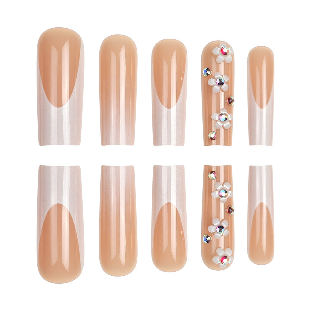 Floral Embellished Stiletto Press-On Nails Bowlift