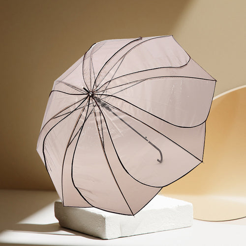 Women Transparent Design Folding Umbrella Bowlift