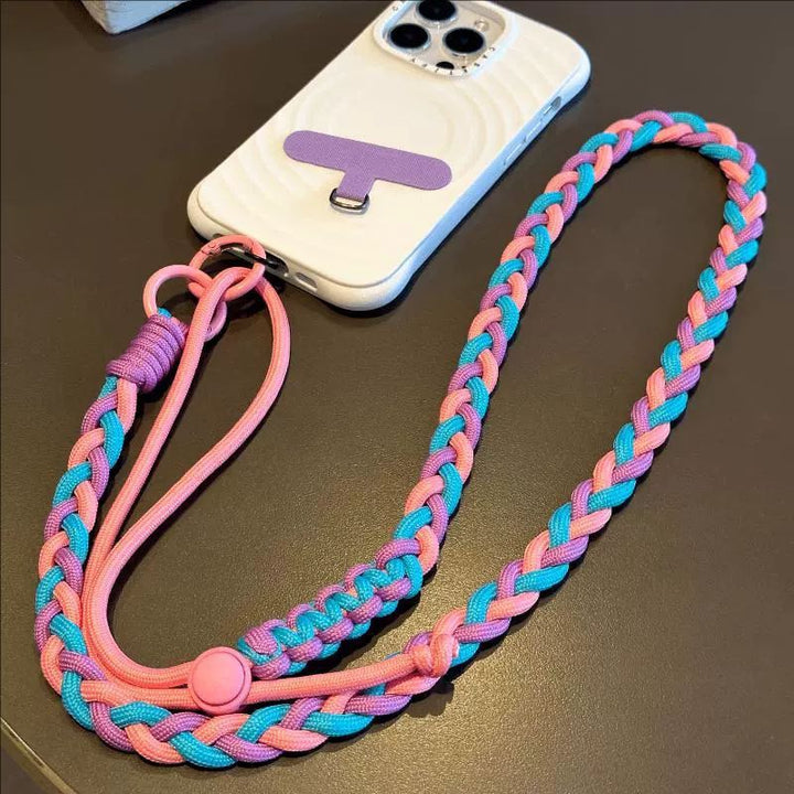 Braided crossbody phone lanyard with detachable mini pouch and adjustable cord Bowlift