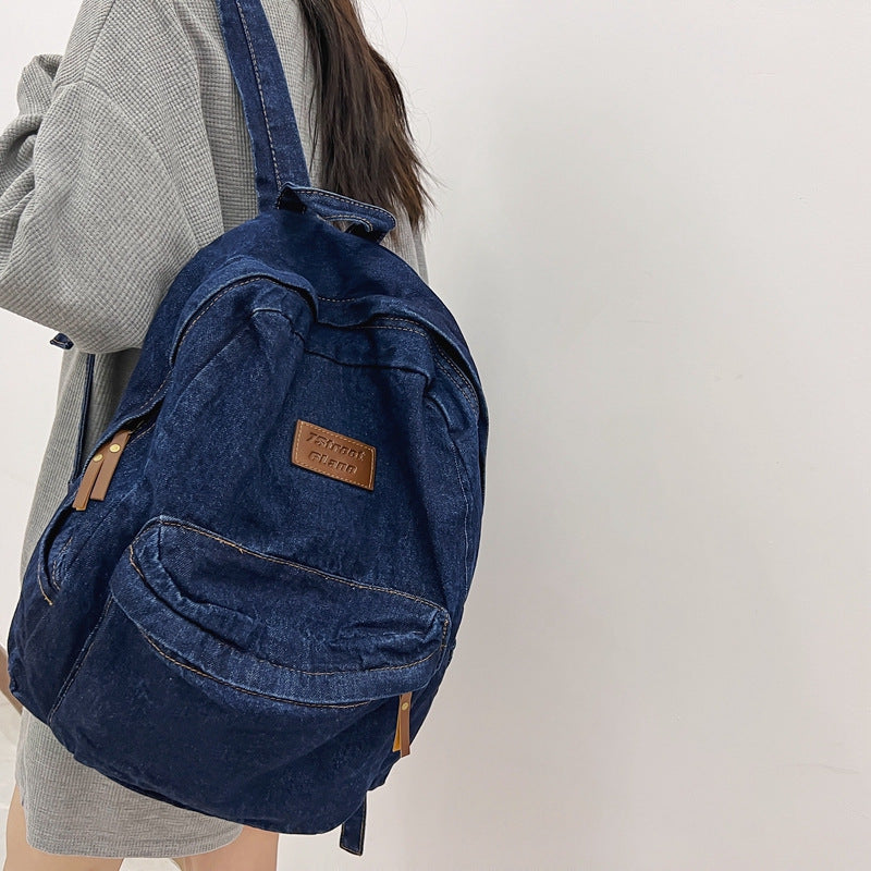 Denim Travel School Backpack Bowlift