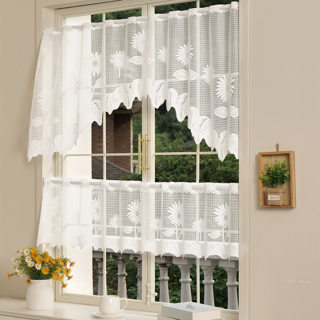 Elegant Floral Lace Window Curtain Set