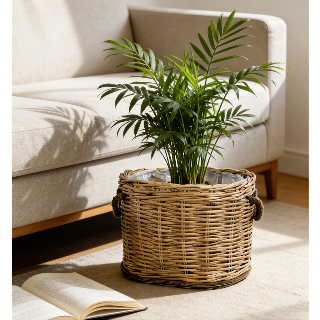 Handwoven storage basket with carrying handles Bowlift