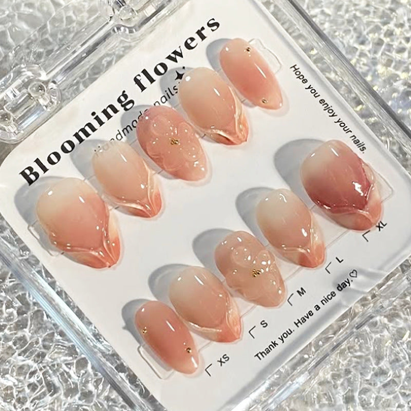Decorative Press-On Nail Set with Floral Accents Bowlift 1788495814