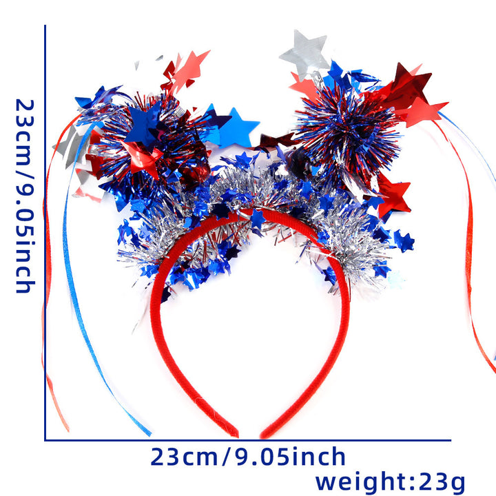 Unisex nan patriotic party headband with star pom poms and flag pendants Bowlift