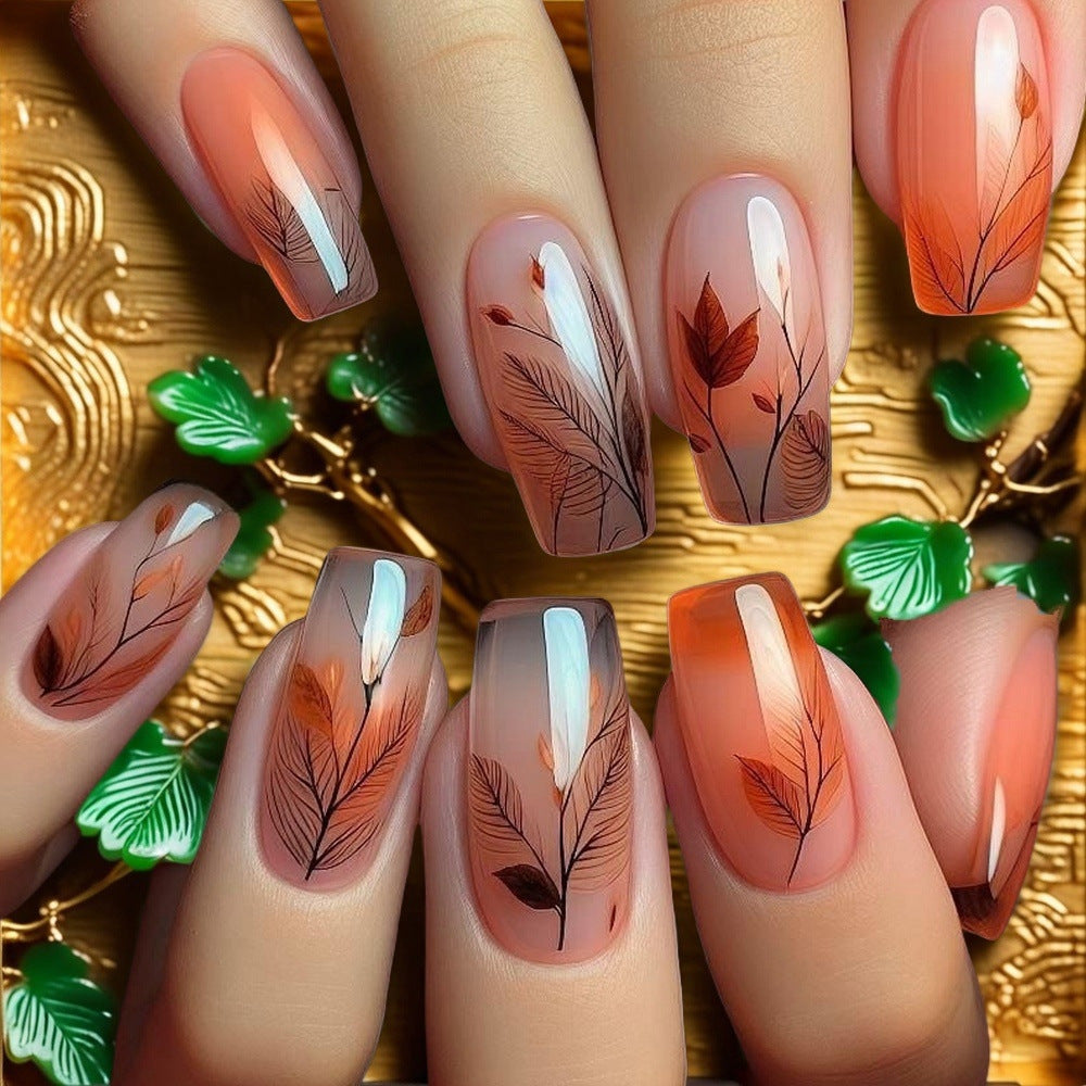 Artificial nails with elegant leaf pattern Bowlift