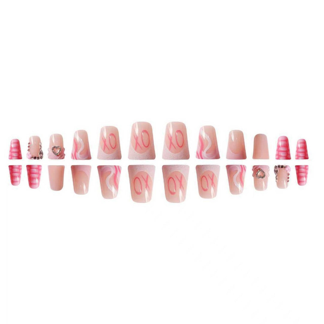 Artistic Heart-Embellished Nail Extensions Bowlift