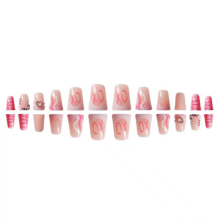 Artistic Heart-Embellished Nail Extensions Bowlift