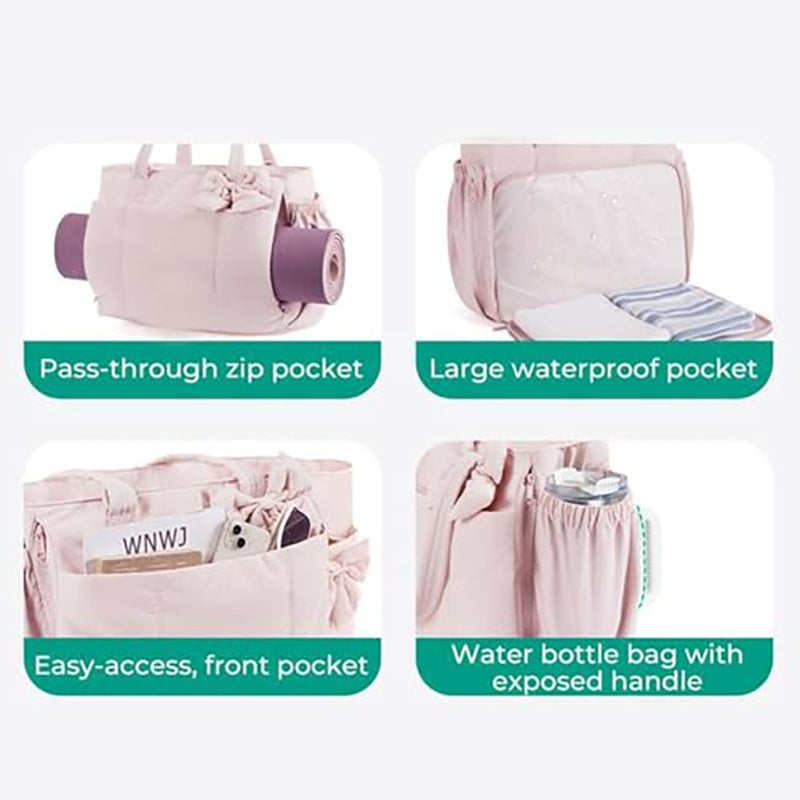 Multifunctional tote bag with detachable shoulder straps and decorative bow Bowlift