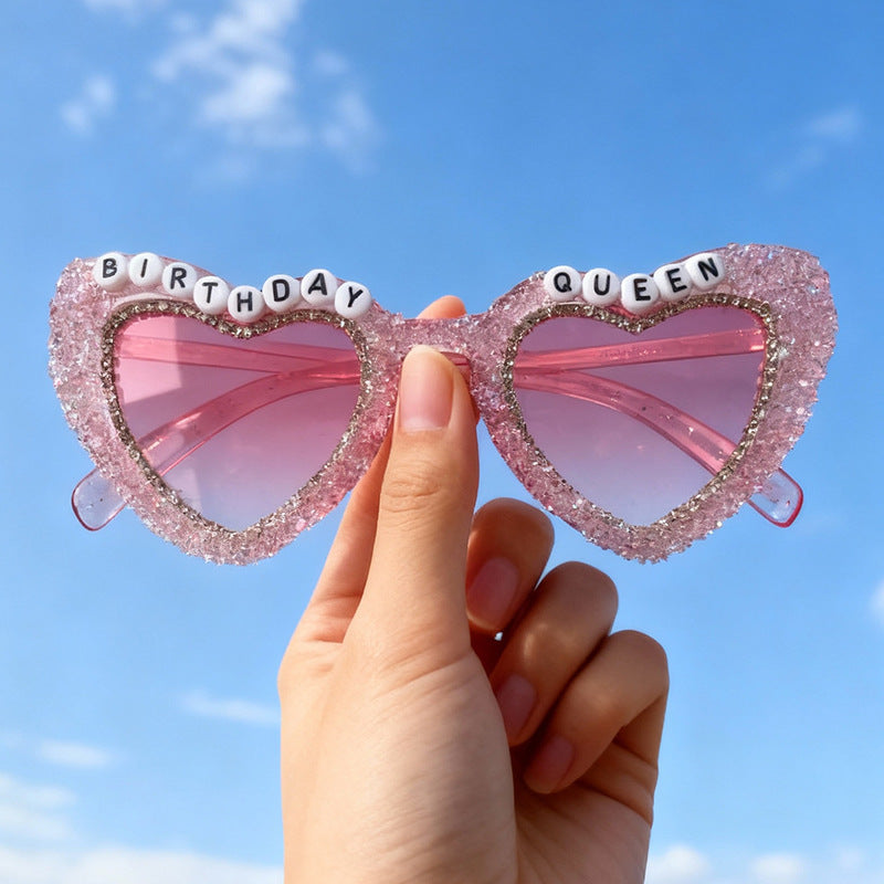 Rhinestone-Embellished Heart Sunglasses Bowlift