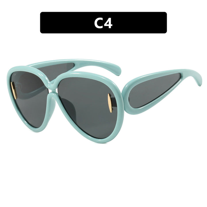 Women extravagant sunglasses in creative design Bowlift