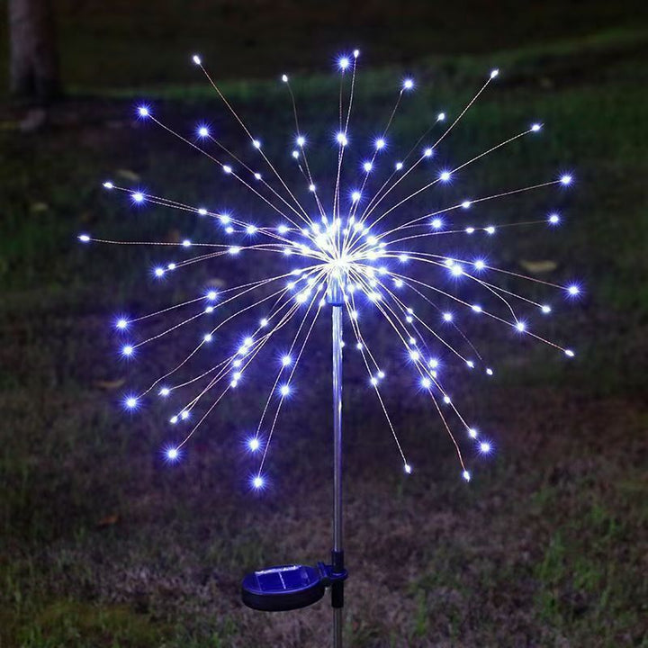 Solar-Powered LED Firework Garden Stake Lights With Sparkle Burst Design Bowlift