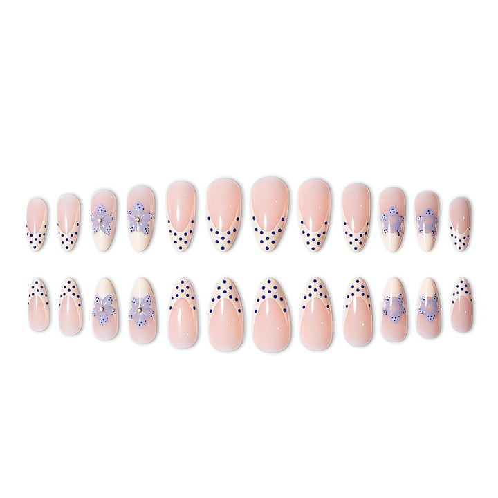 Artistic Floral White Tip Press-On Nails Bowlift