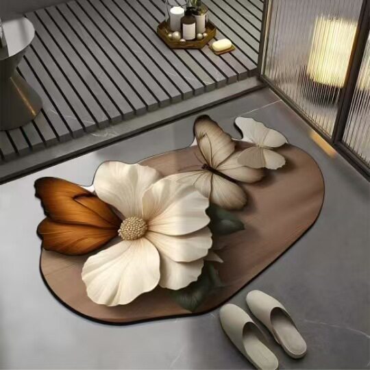 Floral Design Bath Mat Bowlift