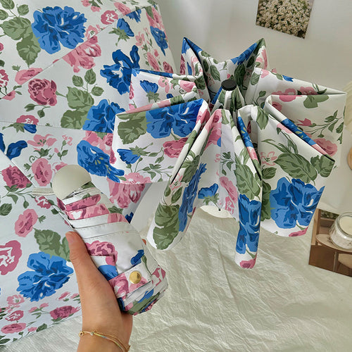 Women's Folding Umbrella with High-Quality Floral Design Bowlift