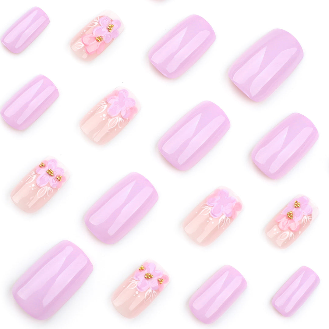 Artful Nail Extensions with Floral Design Bowlift