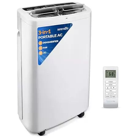 Unisex one size compact ventilated portable air conditioning unit and dehumidifier with whisper-quiet fan remote control digital thermostat wheels Bowlift