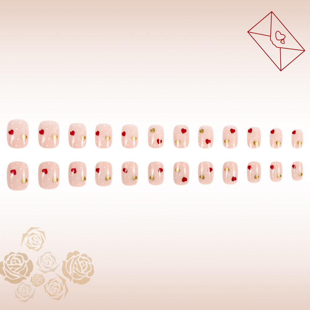 Romantic Heart-Embellished Press-On Nails Bowlift