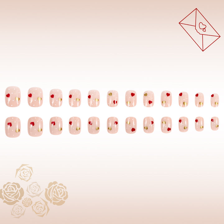 Romantic Heart-Embellished Press-On Nails Bowlift