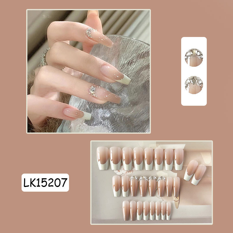 Decorative Press-On Nail Tips with Rhinestone Accent Bowlift