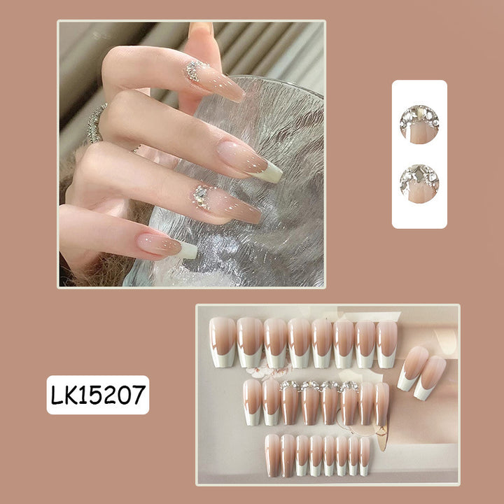 Decorative Press-On Nail Tips with Rhinestone Accent Bowlift