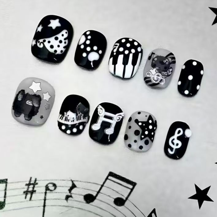 Artistic Coffee-Inspired Press-On Nail Art Set Bowlift