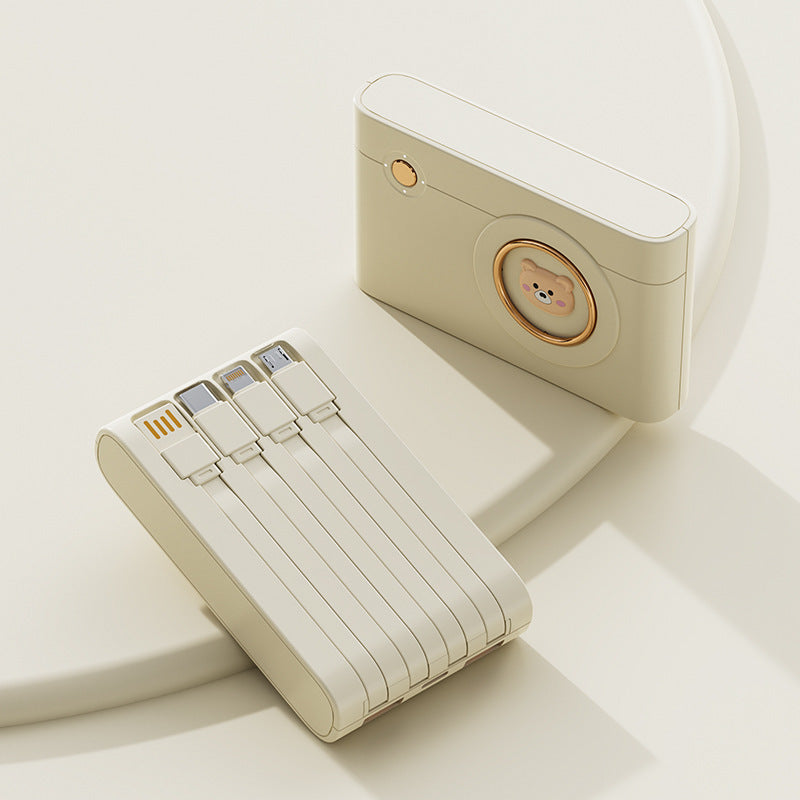 Portable power bank with integrated cable system and innovative charging functions Bowlift