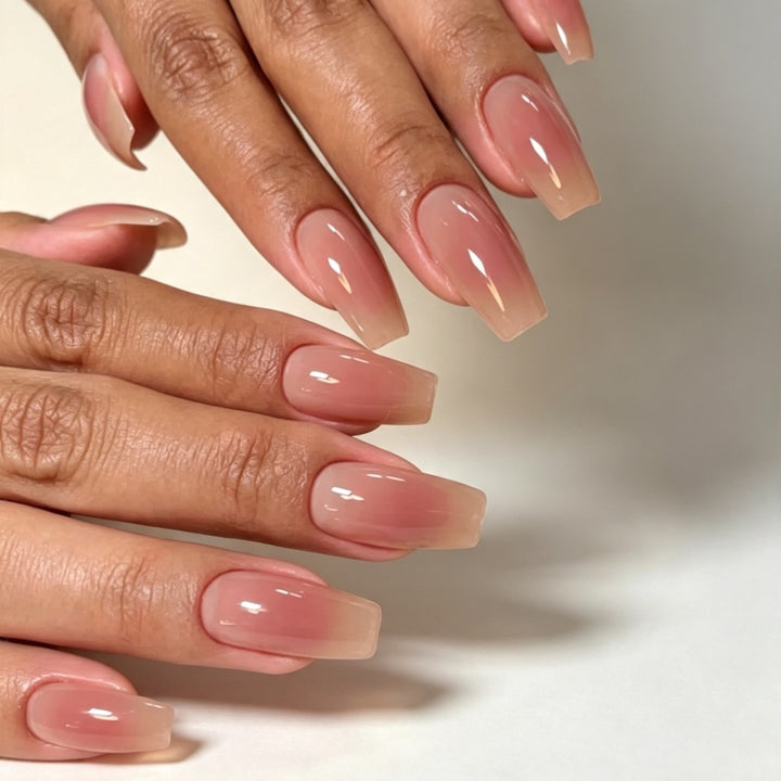 Natural Glossy Square Press-On Nails Bowlift