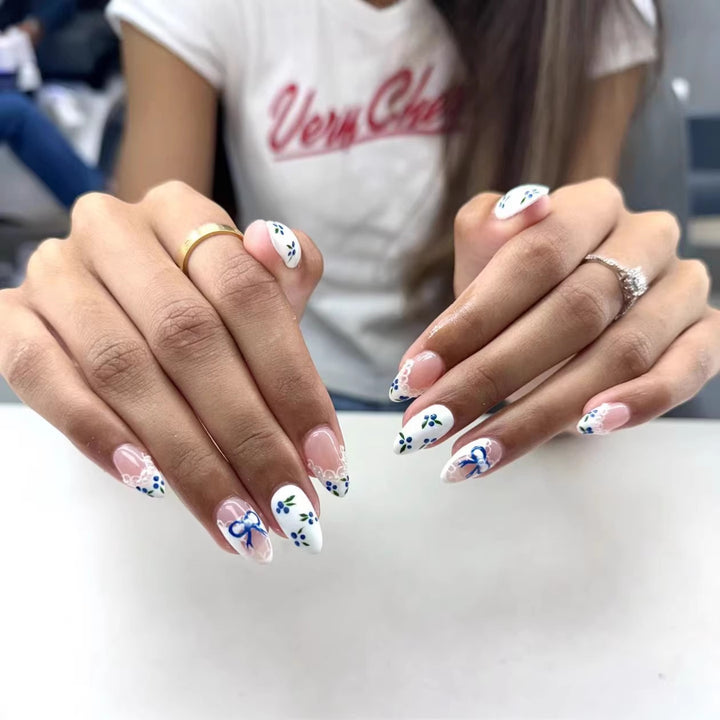 Artistic Floral-Themed Press-On Nails Bowlift