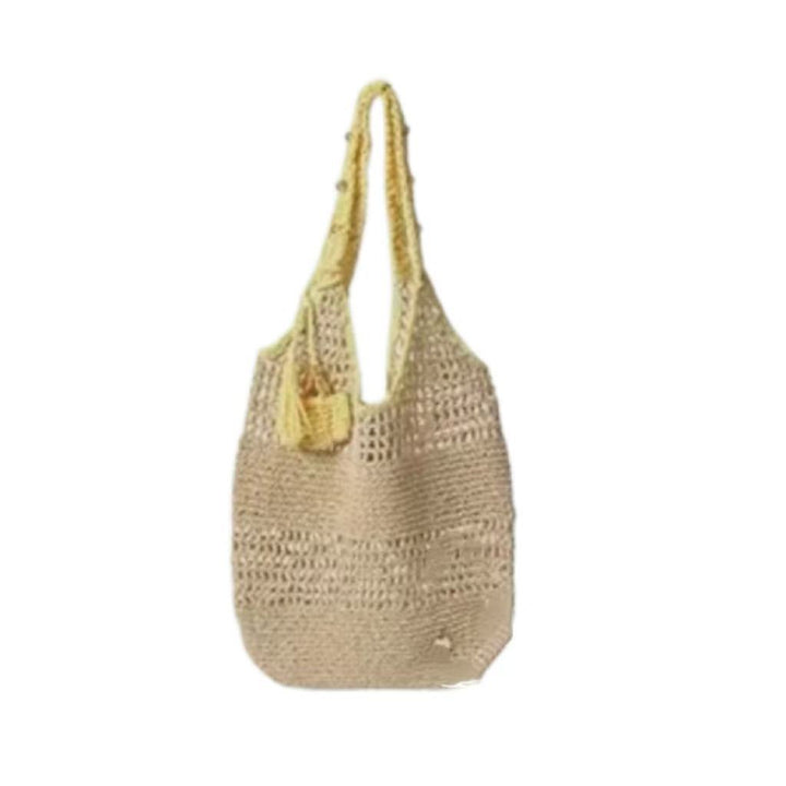 Tote bag made from hand-crocheted yarn with ergonomic shoulder straps Bowlift