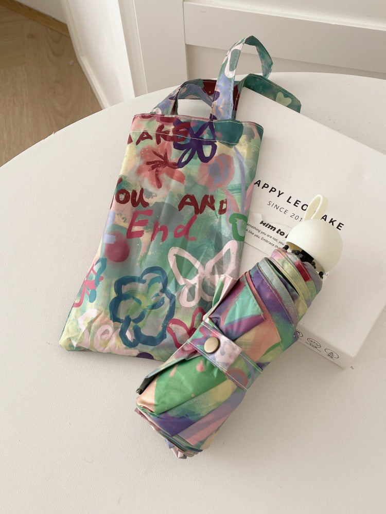 Ladies Foldable Rainbow Retouch Rain Umbrella Bowlift
