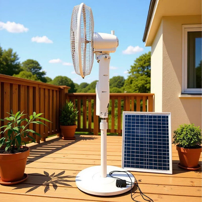 Unisex solar-powered stand fan with intelligent energy management Bowlift
