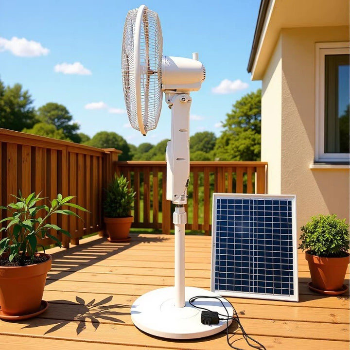 Unisex solar-powered stand fan with intelligent energy management Bowlift