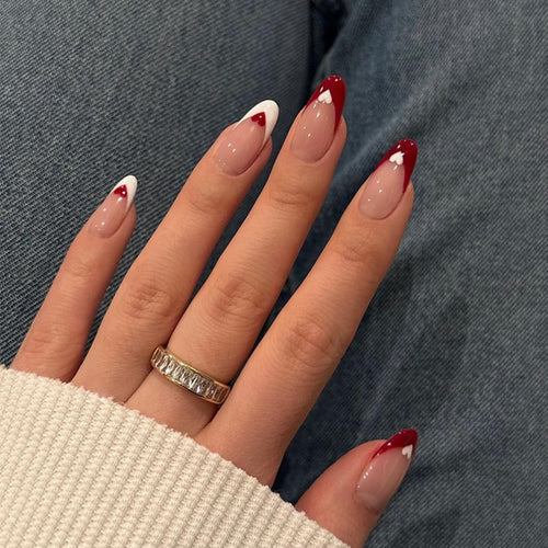 Elegant Heart-Designed Press-On Nail Tips Bowlift