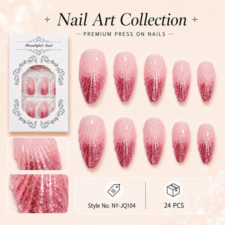 Premium Glitter Artificial Nails Bowlift
