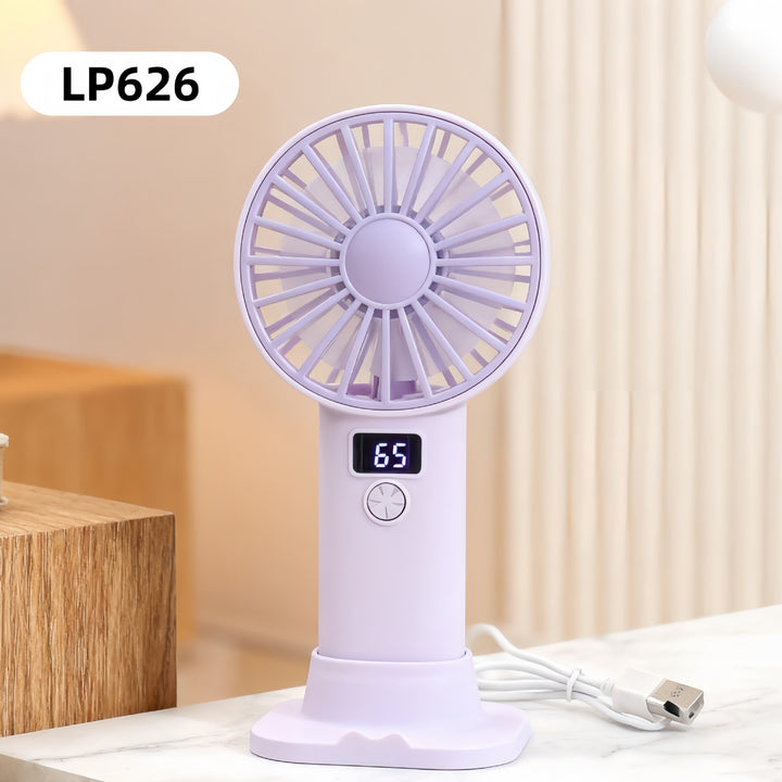Women Portable Handheld Fan with Digital Speed Setting Bowlift