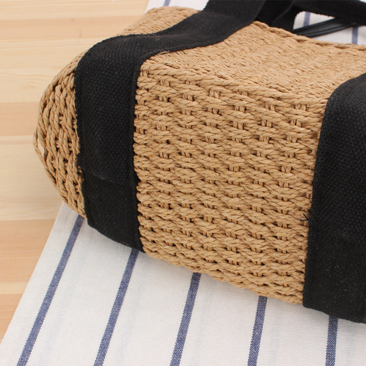 Elegant Braided Handbag with Contrasting Shoulder Straps Bowlift