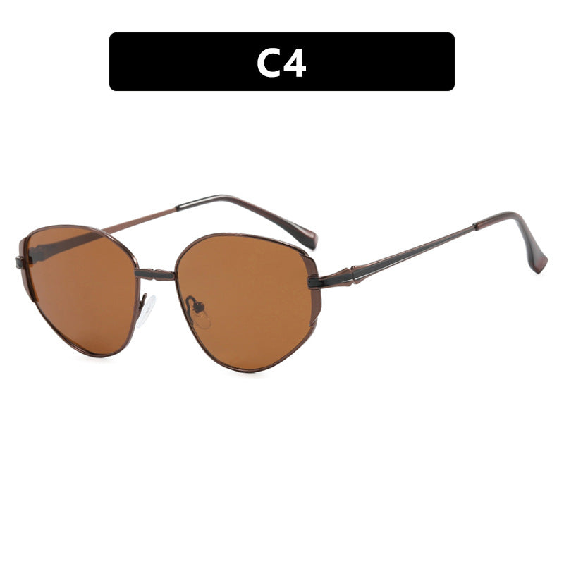 Women modern geometric sunglasses with stylish metal frame Bowlift