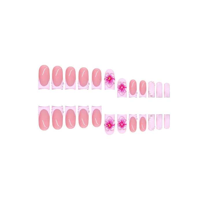 Decorative Floral Press-On Nail Extensions Bowlift