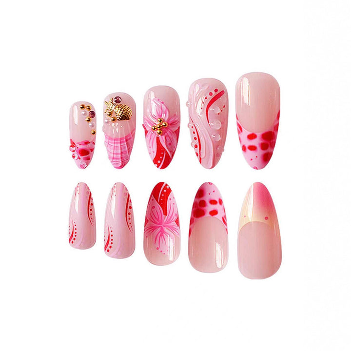 Elegant Floral Acrylic Nail Extensions Bowlift