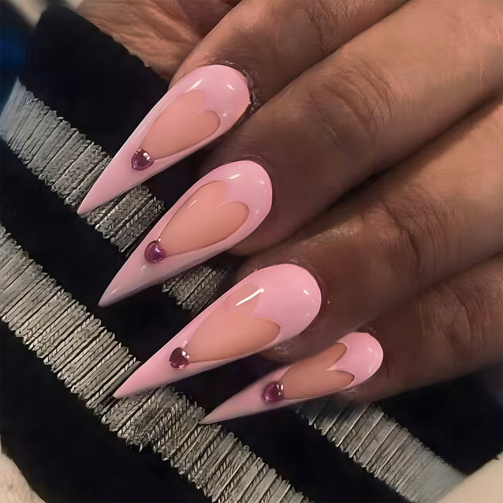 Heart-Designed Stiletto Press-On Nails Bowlift
