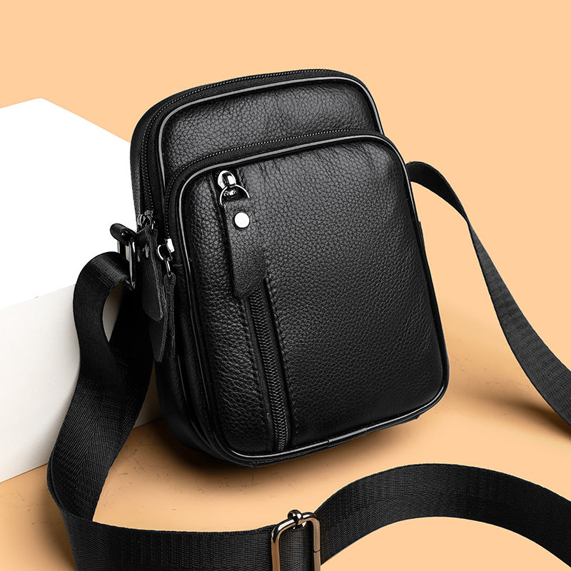 Compact Pebbled Leather Crossbody Organizer Pouch Bowlift