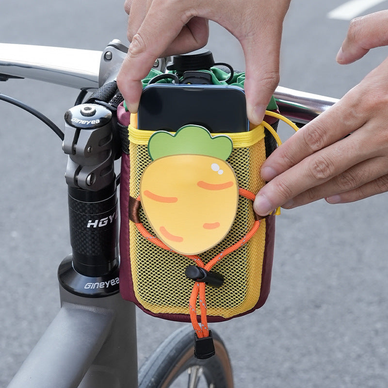 cute insulated kids water bottle carrier pouch with multiple adjustable hook-and-loop straps and mesh pocket Bowlift