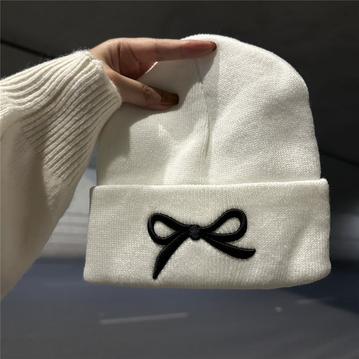Elegant Bow Accent Knit Beanie
