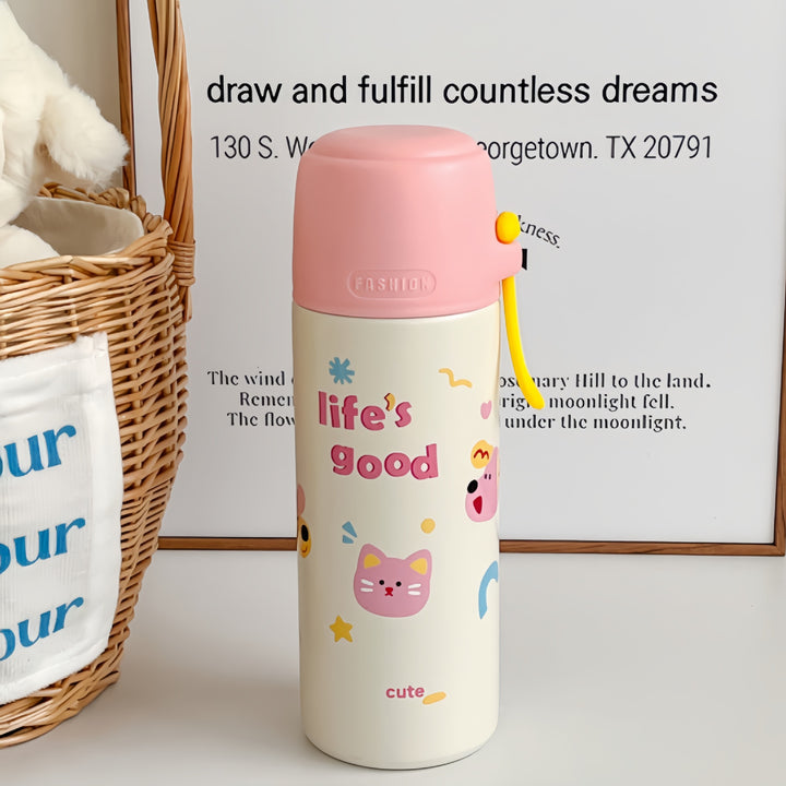 Women's Insulated Drinking Bottle with Cheerful Animal Design Bowlift