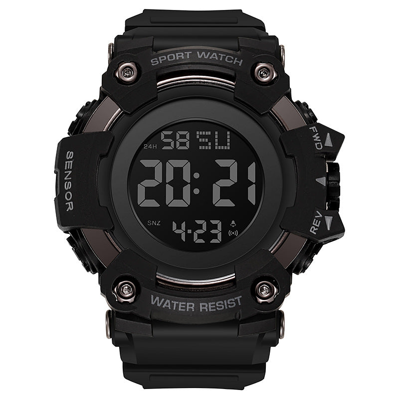 Rugged Digital Sport Watch with Shockproof Case, LED Display and Silicone Strap Bowlift