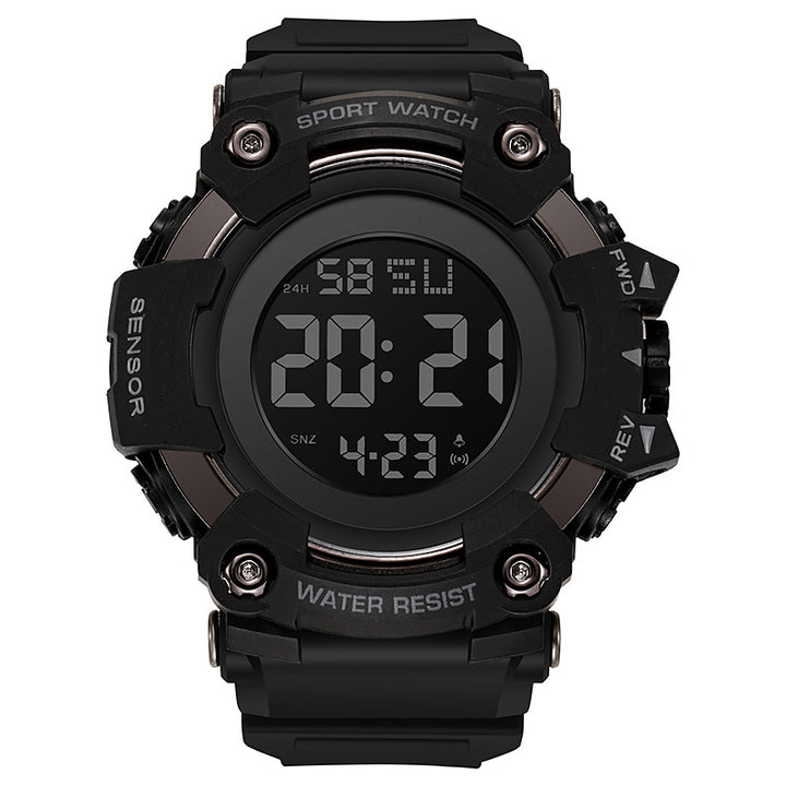 Rugged Digital Sport Watch with Shockproof Case, LED Display and Silicone Strap Bowlift