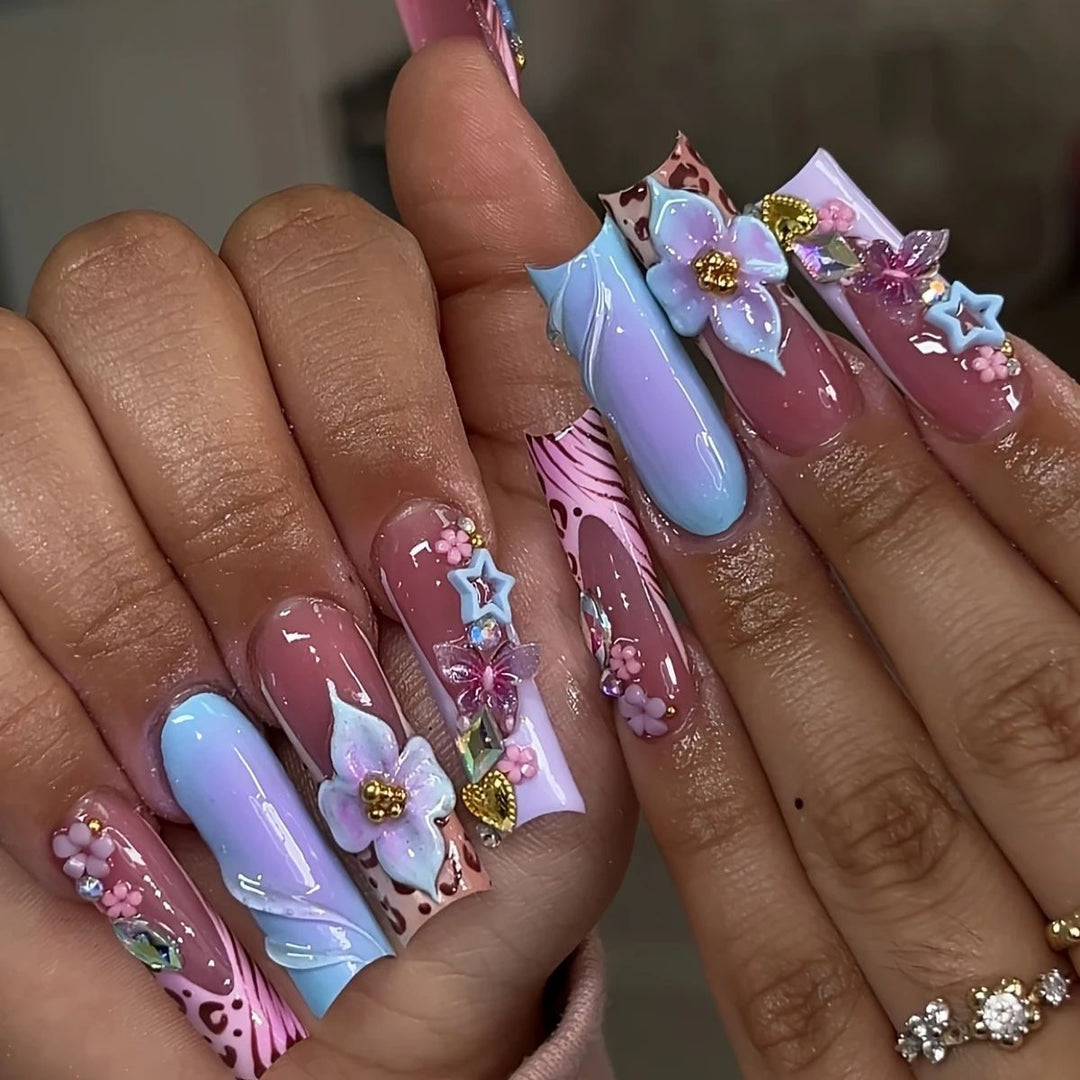 Decorative Long Press-On Nail Extensions Bowlift