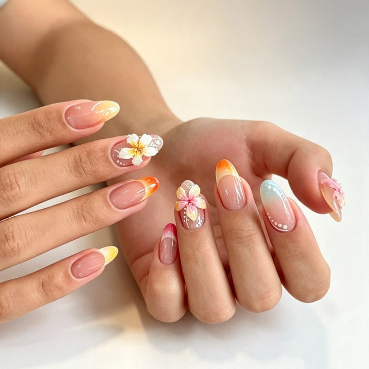 Floral and Ombre Press-On Nail Art Set Bowlift
